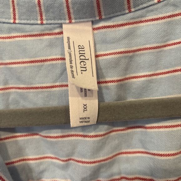 Auden Light Blue Pajama Shirt with Red Stripes XXL - Picture 4 of 6